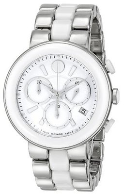 Movado 0606758 Cerena Stainless Steel White Ceramic Case and Bracelet White Chrono Dial