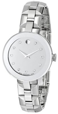 Movado 0606814 Sapphire Analog Display Swiss Quartz Silver