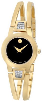 Movado 604984 Amorosa Gold-Plated Diamond Accented Bangle Bracelet