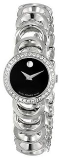 Movado 606251 Rondiro Stainless-Steel with Diamonds Black Round Dial