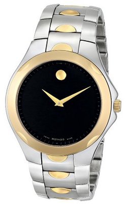 Movado 606381 Luno Sport Two-Tone Black Round Dial Bracelet
