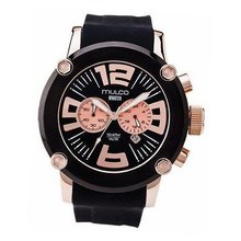 Mulco MW2-6263-025 Stainless Steel Chronograph M Collection Black Dial Black and Golden Bezel