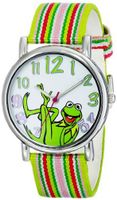 Muppets MU1010 Kermit the Frog Dial Multi-colored Stripe Grosgrain Strap