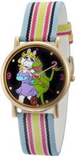 Muppets MU1011 Kermit and Miss Piggy Dial Multi-colored Stripe Grosgrain Strap