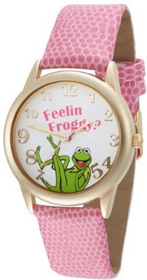 Muppets MU1013 Kermit White Dial Pink Lizard Strap