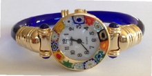CA D'ORO Murano Millefiori Bangle - Clear Blue Bracelet