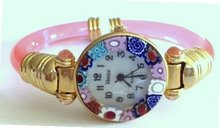 CA D'ORO Murano Millefiori Bangle - Clear Pink Bracelet, Tricolor 