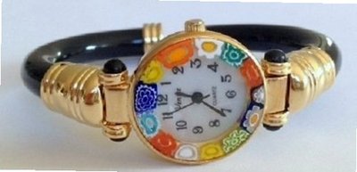 CA D'ORO Murano Millefiori Bangle - Opaque Black Bracelet