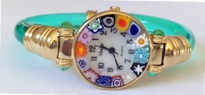 Ca D'Oro Murano Millefiori Bangle Opaque Green Bracelet