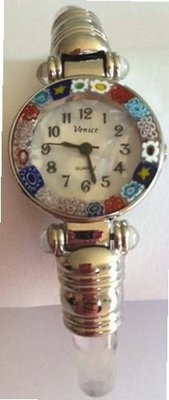 Ca D'Oro Murano Millefiori Bangle Silvertone Clear Bracelet