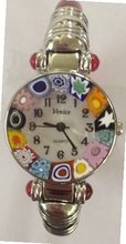 Ca D'oro Murano Millefiori Bangle Silvertone Red Bracelet