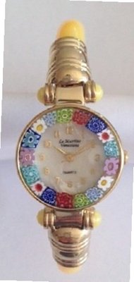 CA D'ORO Murano Millefiori Bangle - Yellow Opaque Bracelet 