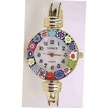 Catania Murano Millefiori Bangle - Gold Tone 