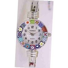 Catania Murano Millefiori Bangle - Silver Tone