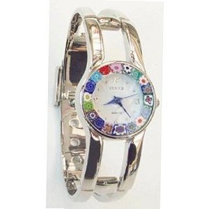 Firenze Millefiori Silver Bangle - White Dial 