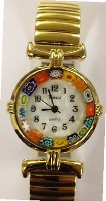 Murano Italian Millefiori Palermo Goldtone Expansion Band