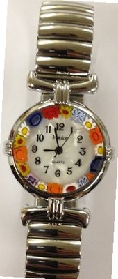 Murano Italian Millefiori Palermo Silvertone Expansion Band