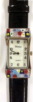 Murano Italian Millefiori Pisa Black Band PIS-blk