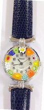 Murano Millefiori Venezia - Navy Band & Silvertone