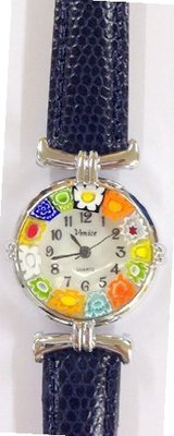 Murano Millefiori Venezia - Navy Band & Silvertone