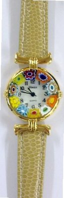 Murano Millefiori Venezia - Tan Band & Goldtone