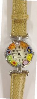 Murano Millefiori Venezia - Tan Band & Silvertone