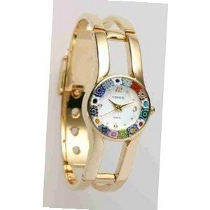 uMurano Firenze Millefiori Gold-Tone Bangle - White Dial  