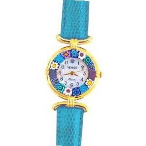 uMurano Venezia Millefiori - Light Blue Band & Gold 