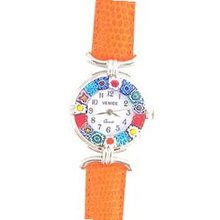 Venezia Millefiori - Orange Band & Silver 