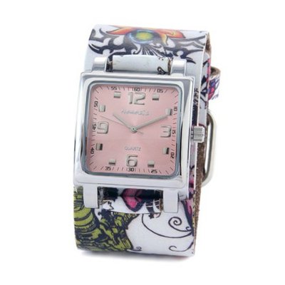 Nemesis 302-516P Punk Rock Floral Design Leather Cuff Band