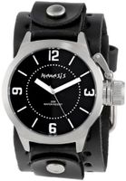 Nemesis B032K Signature Stainless Steel Round Black Dial Leather Cuff