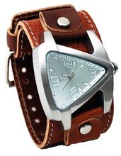 Nemesis #BLBB011S Stainless Steel Signature Teardrop Leather Cuff