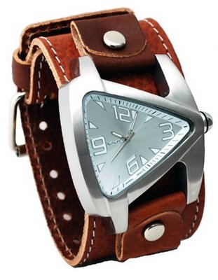 Nemesis #BLBB011S Stainless Steel Signature Teardrop Leather Cuff