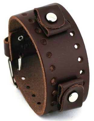 Nemesis #BN-BB Dark Brown Wide Leather Cuff Wrist Band