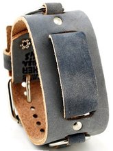 Nemesis #FRB-KS Wide Grey Leather Cuff Band