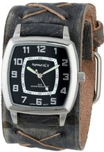 Nemesis FXB017K Classic Vintage Charcoal X Leather Cuff Band Quartz
