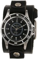 Nemesis GB092K Black Collection Stone Encrusted Leather Band