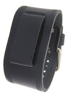 Nemesis #HST-K Unisex Black Wide Leather Cuff Wrist Band