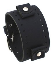 Nemesis #JB-K 22mm Black Stitchless Wide Leather Cuff Band
