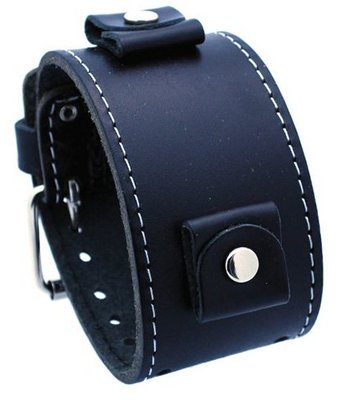Nemesis #LBB-K Wide Black Leather Cuff Wrist Band