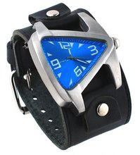 Nemesis #LBB011L Teardrop Blue Dial Black Wide Leather Cuff Band