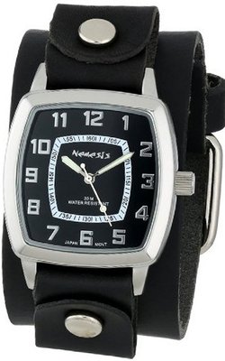 Nemesis LBB017K Vintage Collection Black on Black Leather Band