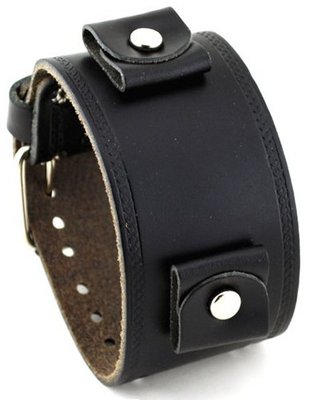 Nemesis #LHST Wide Black Leather Cuff Band