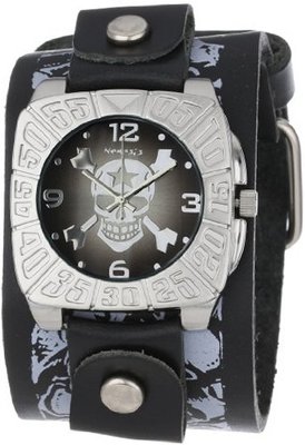 Nemesis LMS907K Signature Skull Black Dial Leather Multi and skull Cuff