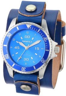 Nemesis LVT037L Classic Vintage Blue TB Leather Cuff Quartz