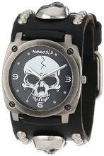 Nemesis MSK926K Punk Rock Collection Black Heavy Duty Skull Leather Band