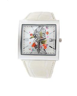 Nemesis #NE059WT Off White Leather Band Phoenix Dial Analog