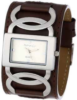 Nemesis NS104B Brown Collection Cross Arc Leather Band