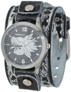 Nemesis SSN903K Punk Rock Collection Vintage Black Dragon Leather Cuff Band