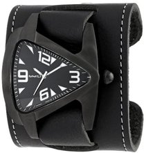 Nemesis STW061W Signature Ion-Plating Coating Teardrop Black Wide Leather Cuff